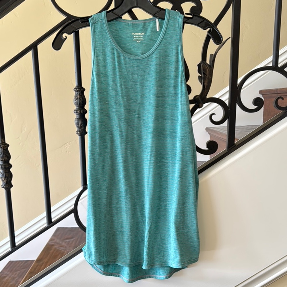 Toad & Co Teal Striped Sleeveless Tank Top Size M